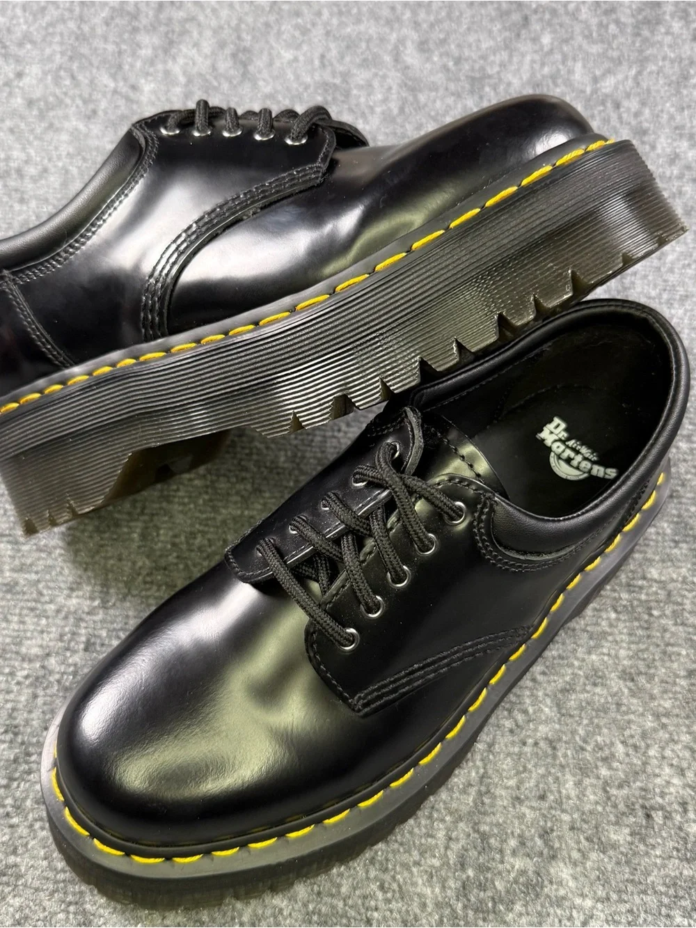 Dr. Martens 8053 Quad Platform Oxford Shoes Black Leather Women's US 8 Men US 7